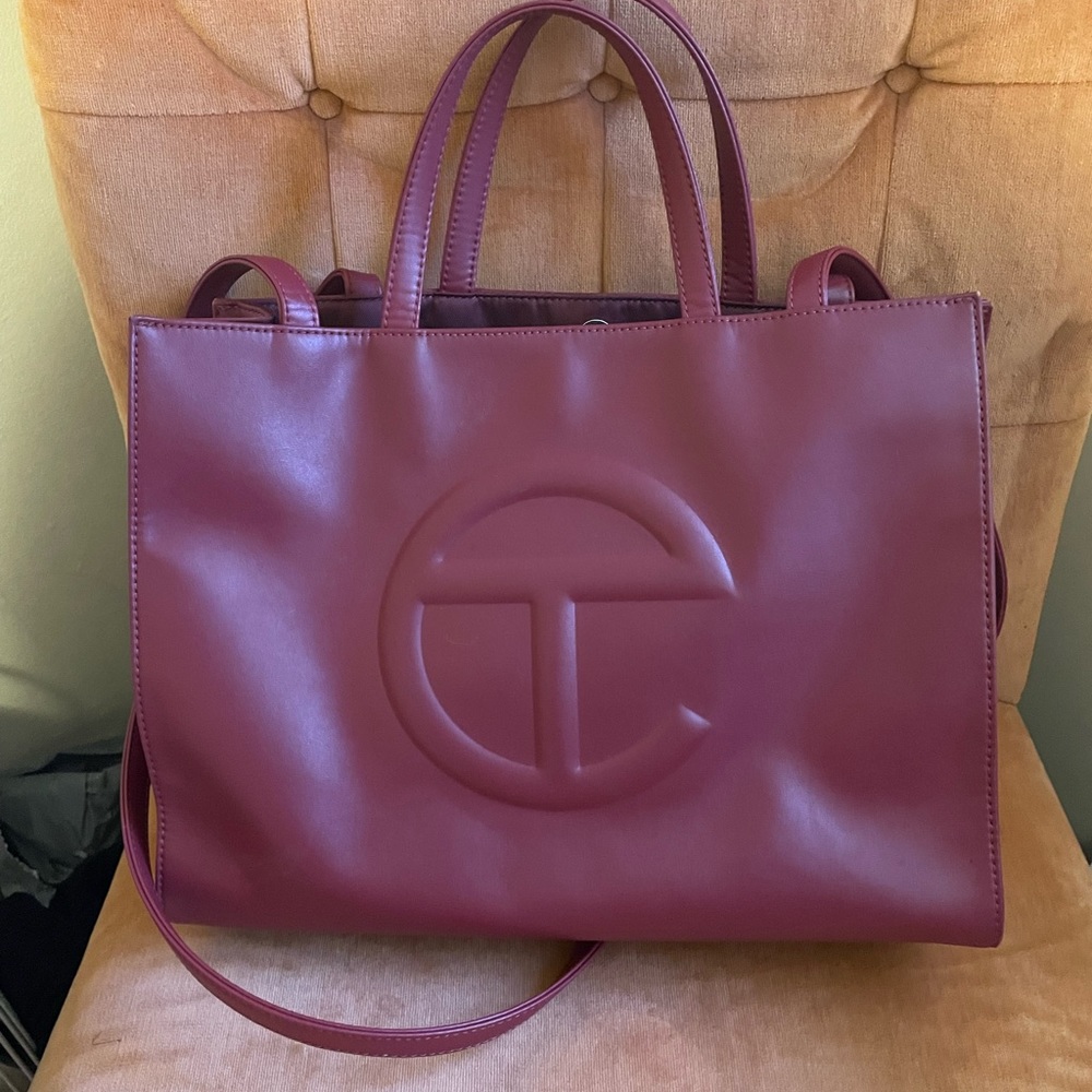 oxblood Telfar medium shopping bag